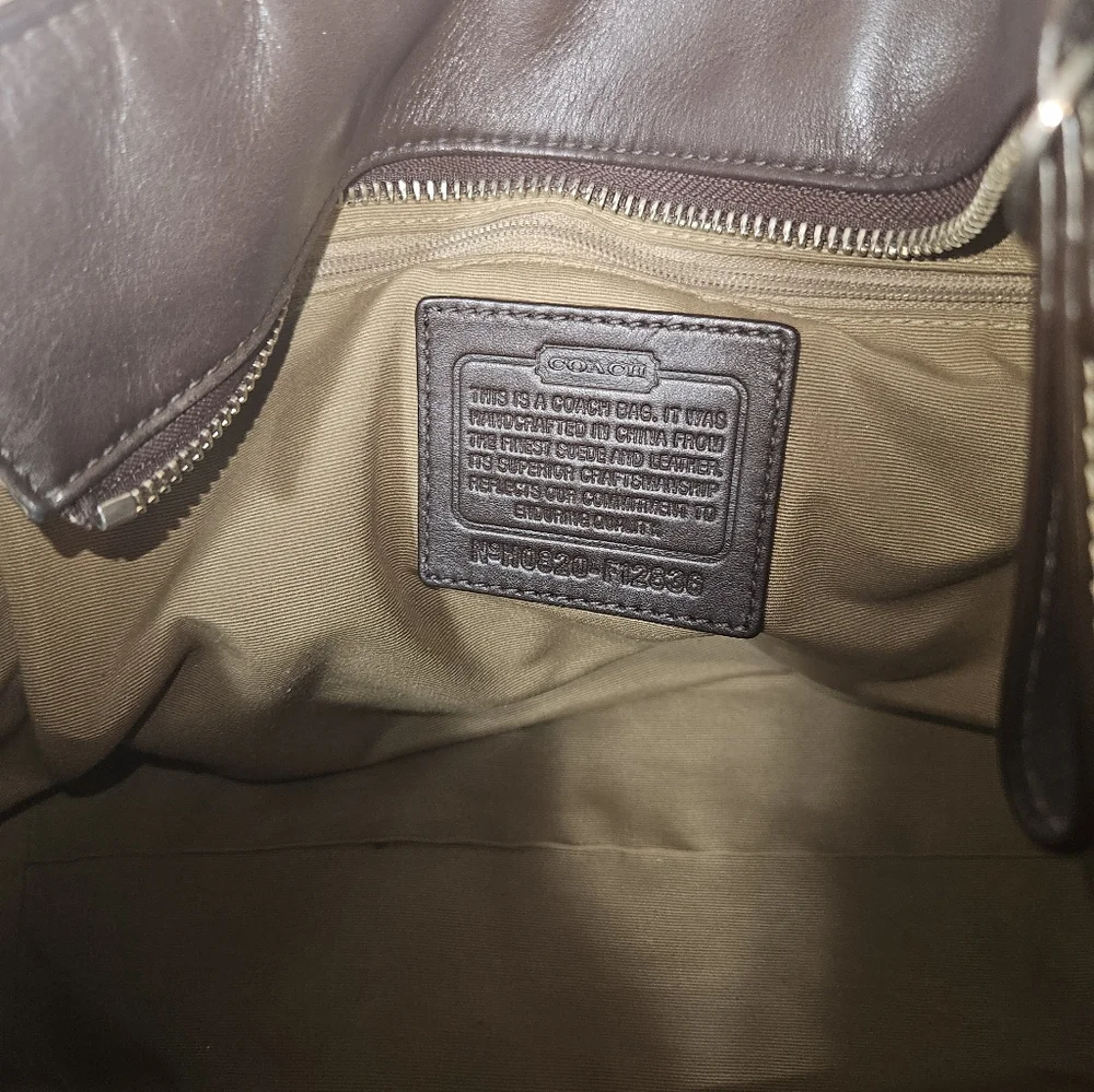 Coach Authentic Brown Leatherware Suede Shoulder Hand Bag F12836 Bag Vintage! - Picture 2 of 8
